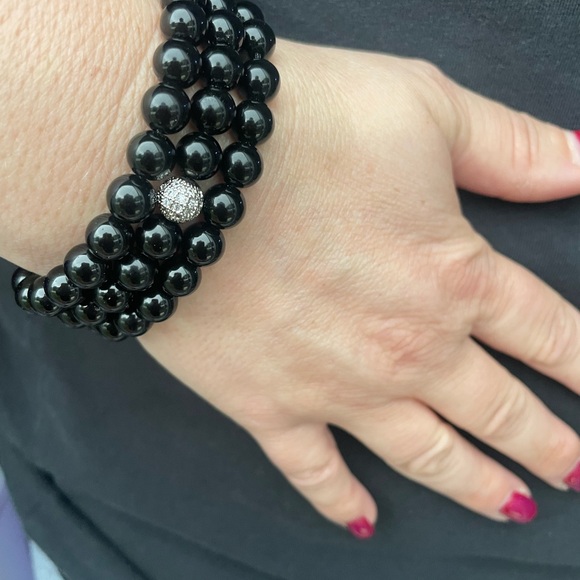 Swarovski crystal Aura Black Beaded Bracelet set of 3 ❣️ - Picture 2 of 3